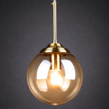 Imagem de Lustre Pendente 29x15cm Globo Vidro Âmbar Retrô Vintage Luminária Teto