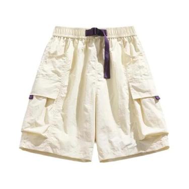 Imagem de Shorts Cargo Femininos Casuais De Verão Com Cinto, Bolsos Grandes, Res
