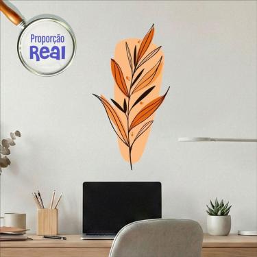 Imagem de Adesivo Floral Boho Laranja Estilo Nórdico 31x60 Minimalista Mod.03