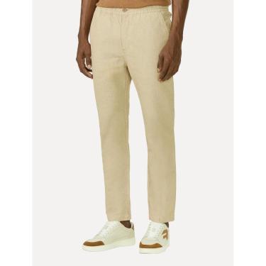 Imagem de Calça Foxton Masculina Linho Nice Listrada Cáqui-Masculino