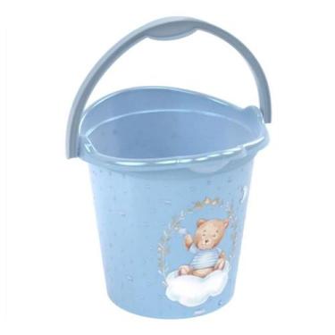 Imagem de Balde Com Alça Infantil 8 Litros Meninos Plasútil, URSO AZUL