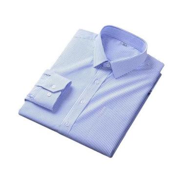 Imagem de Camisa Social Masculina De Manga Longa Antirrugas Listrada Com Bolso, 