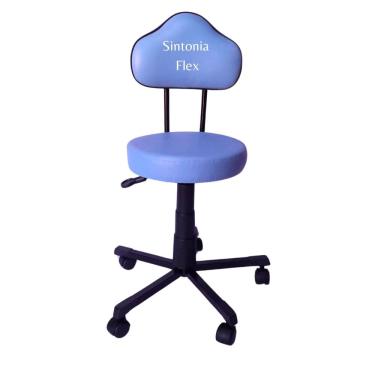 Imagem de Cadeira mocho verona estética com L duplo base em aço com rodízio corano azul claro