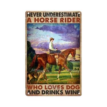 Imagem de Pôster De Metal Vintage Com Arte De Menina E Cavalo, Placa Clássica Pa