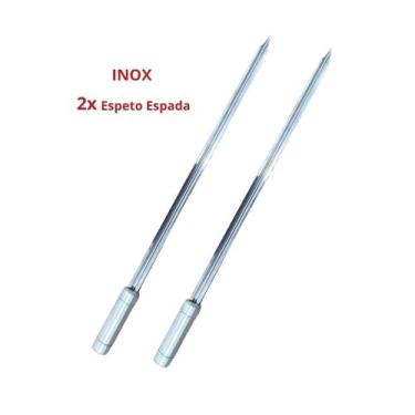 Imagem de 2x Espeto Espada Inox 50cm Cabo Revestido Alumínio Churrasc - INOX LAU