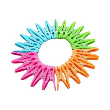 Imagem de Pregadores De Roupa Grandes De Plástico 48/24 Peças Com Ganchos De Arm