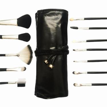 Imagem de Kit Pincel de Maquiagem Completo Pincéis Estojo Barato 12un - Make Imp