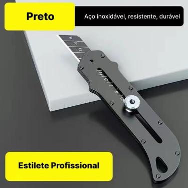 Imagem de Estilete Profissional Estilete Preto Ferramenta Multiuso com Lâmina 110mm X 18mm em Met...
