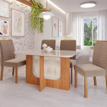 Imagem de Sala de Jantar Louise 1,30 com 4 Cadeiras Clarice - Cimol