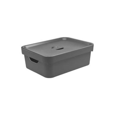 Imagem de Caixa organizadora Ou 10,5 L com tampa Linha Cube, Chumbo