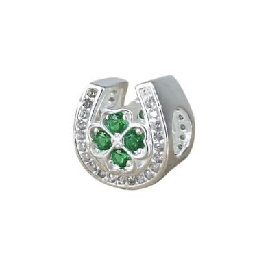 Imagem de Berloque Separador Trevo E Ferradura Cravejado Em Prata 925