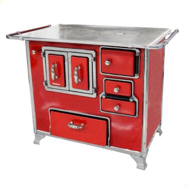 Imagem de Fogão a Lenha Tradicional Venâncio N°2 Vermelho Porta Dupla Sem Tampa Gabinete Esquerdo...