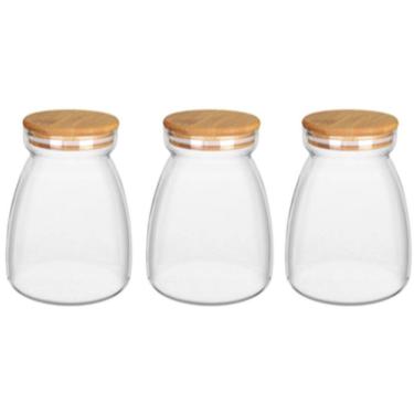 Imagem de KIT 3 POTES MANTIMENTOS HOME&CO COM TAMPA BAMBU BOROSSILICATO 1,1L 15x8x8