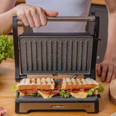 Imagem de Sanduicheira Grill Em Inox Wap Ws1000 2 Em 1 Com Abertura 180 E Coleto