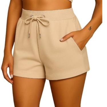 Imagem de Short Feminino Moletom Confortável Dia a Dia Algodão - RC, Bege, P