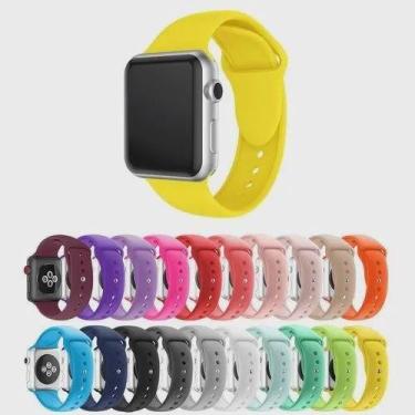 Imagem de Pulseira Silicone para Apple Watch 44mm e 42mm - Amarelo - Tamanho m/l