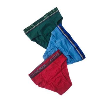 Imagem de Kit 3 Cuecas Slip Suedine Active Men Cores Sortidas - Loja Conforto Ki
