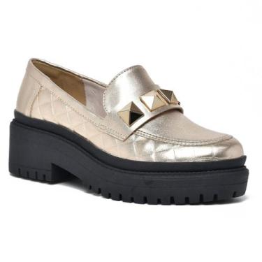 Imagem de Sapato Loafer Via Marte 23-904 Feminino, Dourado, 37