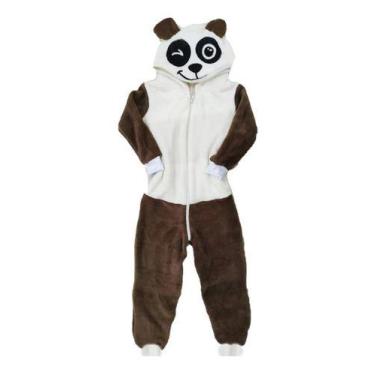 Imagem de Macacão Infantil Fantasia Parmalat Bebê Urso Panda, Marrom, 4