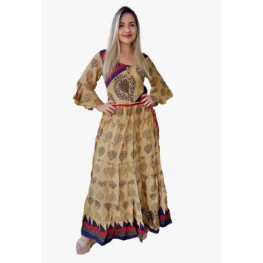 Imagem de Vestido Longo Indiano Manga Longa Toque De Seda-cod.024 - Aléci Fashio