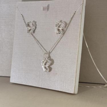 Imagem de Conjunto borboleta diamantada cravejada prata 925 - Nova Topázio