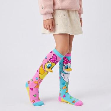 Imagem de Meia Divertida Maluca 3D Infantil Cano Alto Personagens - ZUUM, Azul c