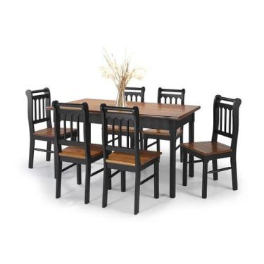 Imagem de Conjunto Sala de Jantar e Cozinha Com 6 Cadeiras Madeira Maciça - Apai