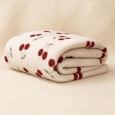 Imagem de Manta Cobertor Casal Queen Cama Decorativa Cerejas Poliéster Macio Ant