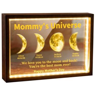 Imagem de Porta-retrato ROSLILY com fase da lua personalizada e luz LED