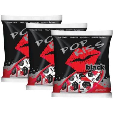 Imagem de Pirulito Pop Kiss Black Cola C/ 50un 500g - 3 Pacotes