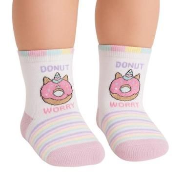 Imagem de Meia Para bebê Antiderrapante Estampada Menina Selene, Lilás, 17 a 20