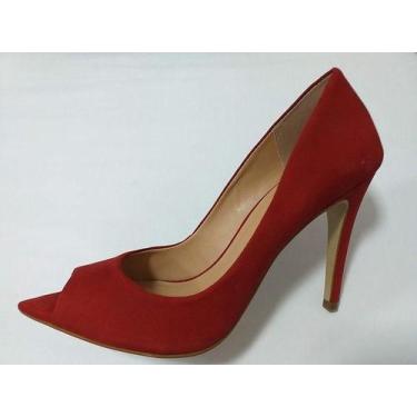 Imagem de Sapato delly jonnes s.alto  10cm peeptoe 4253 9200, Nobuck vermelho, 3