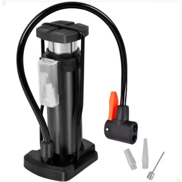 Imagem de Bomba de Ar Portátil com Manômetro Multifuncional para Bicicleta Moto Bola e Infláveis Preto Lorben com Acessórios