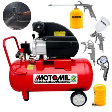 Imagem de Compressor De Ar Motomil 50L 2HP 220V Com Kit Pintura 5 Peças Fasterr