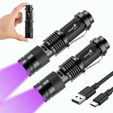 Imagem de Lanterna UV ULTRAFIRE 9,8 cm Recargável - Pacote com 2 Unidades