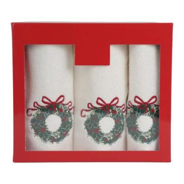 Imagem de Toalha de Rosto Natalina Guirlanda Kit C/3 23x20cm 1097182 - CROMUS