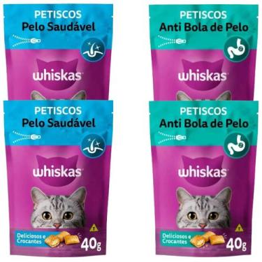 Imagem de Kit Whiskas Temptations 4Un - Mix Pelo Saudável e Anti Bola de Pelo