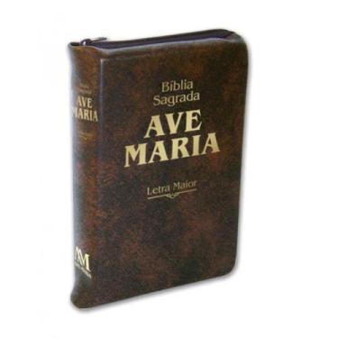 Imagem de Bíblia Sagrada - Ave Maria - Letra Maior Zíper Marrom