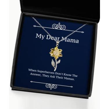 Imagem de Colar com pingente de girassol Joke Mama Girassol, When Superheroes Don't Know The Answer, They Ask[, presente para a mãe, presentes inadequados do filho