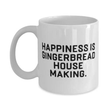 Imagem de Presentes exclusivos de fabricação de casa de gengibre, felicidade é fabricação de casa de gengibre, aniversário engraçado 325 g 443 ml Caneca presentes para homens e mulheres