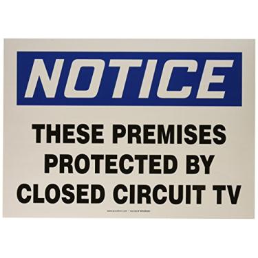 Imagem de Accuform Placa adesiva de segurança Signs MASE830VS, legenda "Observe essas instalações protegidas por circuito fechado de TV", 25,4 cm de comprimento x 35,5 cm de largura x 0 cm de espessura,