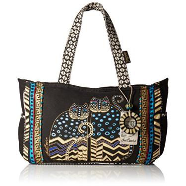 Imagem de Laurel Burch Bolsa média com zíper na parte superior, gatos pintados
