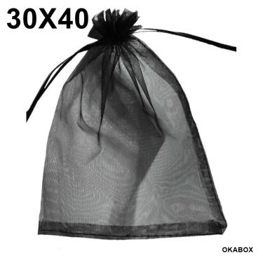 Imagem de 100 Saquinhos De Organza cor: preto - Tamanho: 30X40 Cm para Lembrancinhas