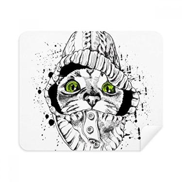 Imagem de Suéter branco cabeça de gato protege animais amantes de animais de estimação pano de limpeza limpador de tela 2 peças tecido de camurça