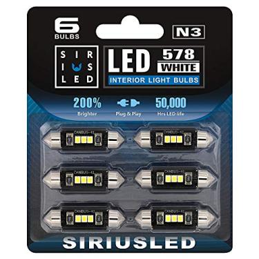 Imagem de Lâmpadas de LED Siriusled N3 578 branco puro super brilhante LED Festoon 300 lúmens 3030 Chipset para interiores de carro, caminhão, cúpula, mapa, porta, cortesia, 1,76 cm, 41 mm, Festoon 211-2 569 212-2 pacote com 6 lâmpadas