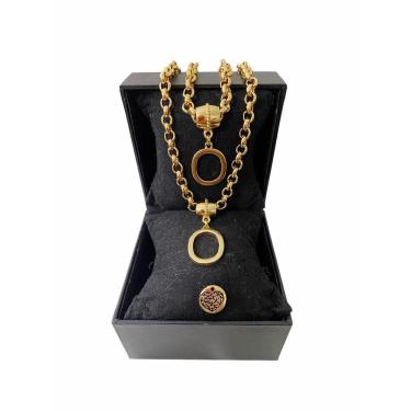 Imagem de Colar + Pulseira Elo Português Grosso 6mm Letra "O"