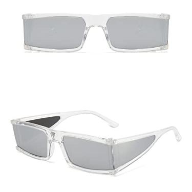 Imagem de Vintage Rectangle Sunglasses Women Designer Retro Punk Sun Glasses Outdoor Small Frame Shades Mirror Oculos De Sol,Trans Silver,china