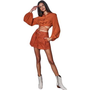 Imagem de Camisa Feminina De Linho Manga Longa Com Amarração Colcci