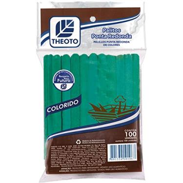 Imagem de Theoto 51085 Palito de Madeira para Sorvete Ponta Redonda , Multicores, 100 unidades