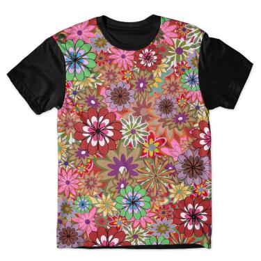 Imagem de Camiseta As Braba Masculina Flores Psicodélica Full Print